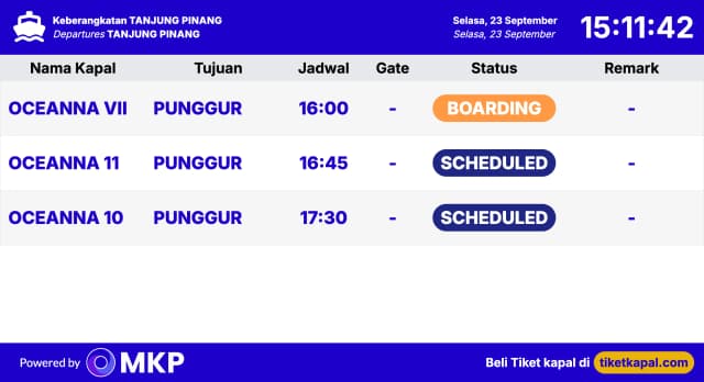 Harbor Departure Board